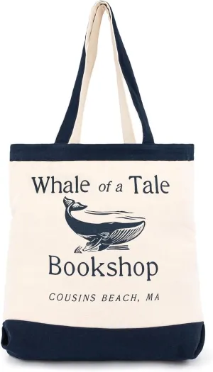 Jay Franco The Summer I Turned Pretty Whale of a Tale Cousins Beach Tote Bag - Canvas Shoulder Handbag Measures 16 x 14 inches Double Straps, Navy
