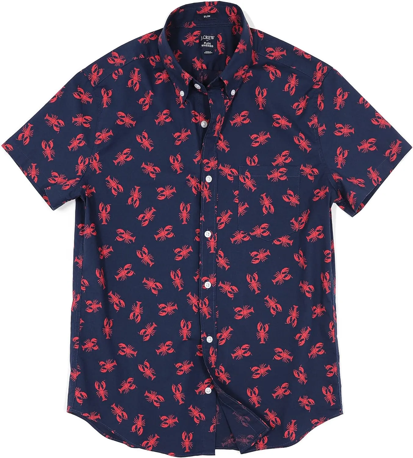 J.Crew Mercantile Men's Slim Short-Sleeve Printed Flex Casual Shirt