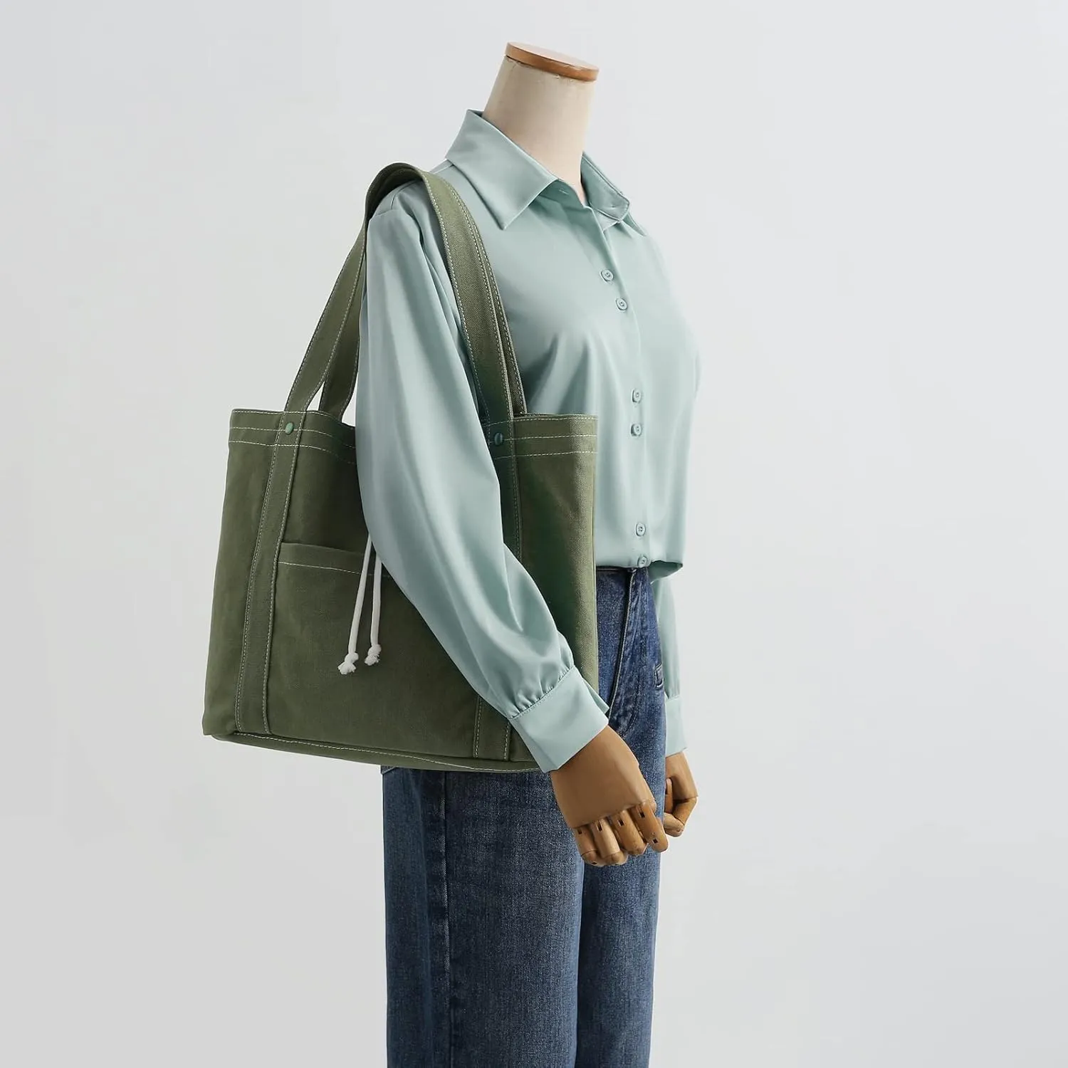 Jeelow Canvas Shoulder Tote Weekender Bag Handbag Purse Double Handles For Men Women