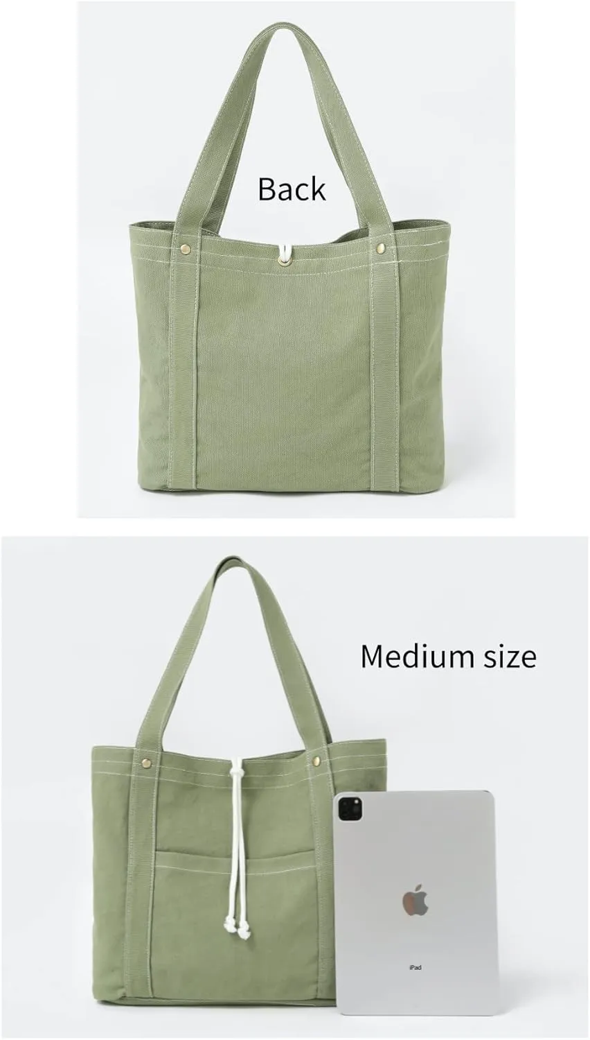 Jeelow Canvas Shoulder Tote Weekender Bag Handbag Purse Double Handles For Men Women