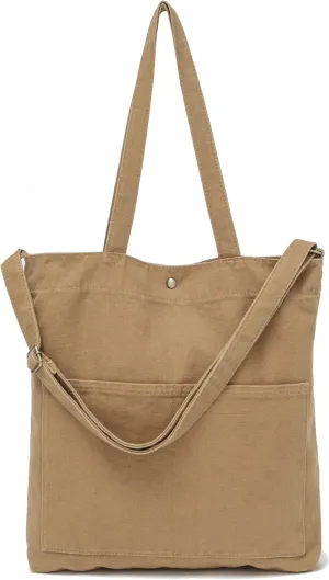 Jeelow Canvas Shoulder Tote Weekender Bag Handbag Purse Double Handles For Men Women
