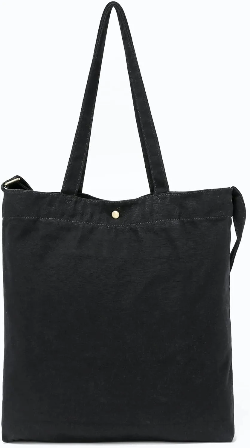 Jeelow Canvas Tote Handbag Shoulder Bag Crossbody Purses Double Pockets For Men & Women