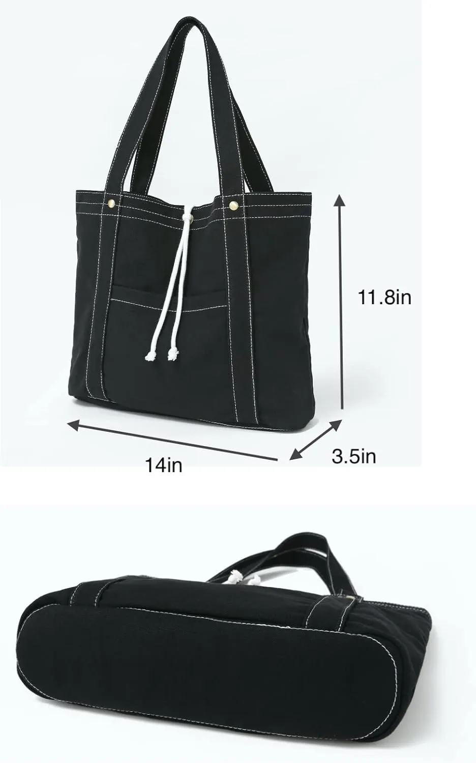 Jeelow Canvas Tote Handbag Shoulder Bag Crossbody Purses Double Pockets For Men & Women