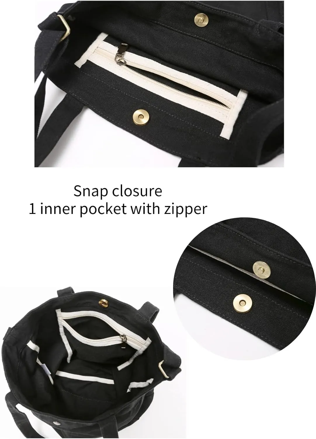 Jeelow Canvas Tote Handbag Shoulder Bag Crossbody Purses Double Pockets For Men & Women