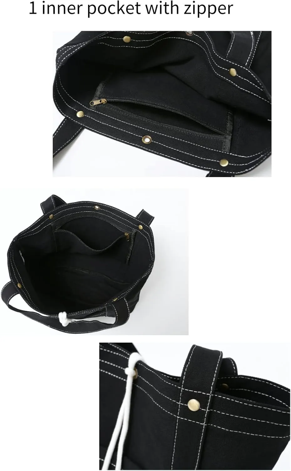 Jeelow Canvas Tote Handbag Shoulder Bag Crossbody Purses Double Pockets For Men & Women