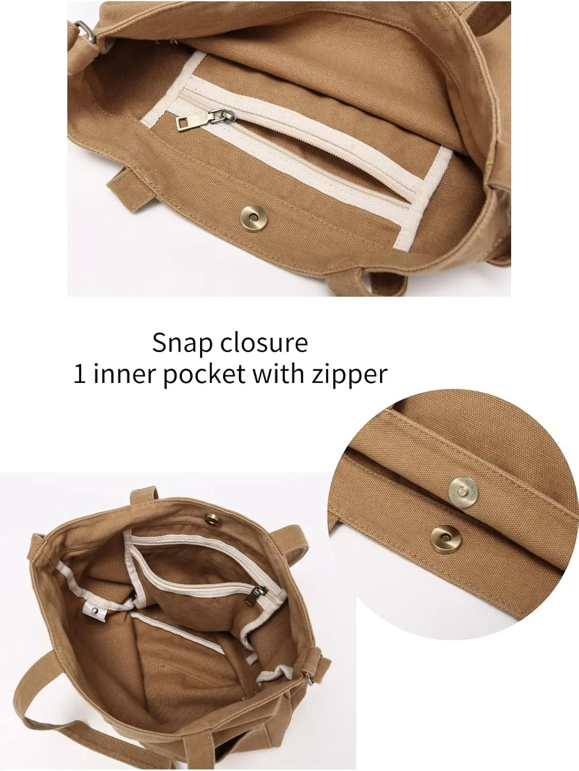 Jeelow Canvas Tote Handbag Shoulder Bag Crossbody Purses Double Pockets For Men & Women