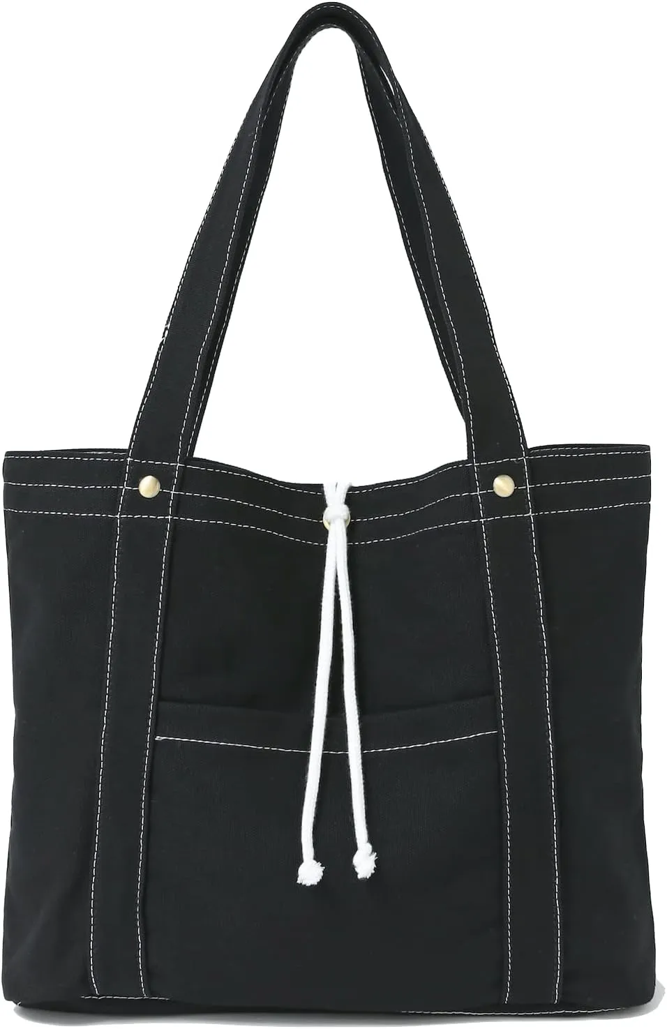 Jeelow Canvas Tote Handbag Shoulder Bag Crossbody Purses Double Pockets For Men & Women
