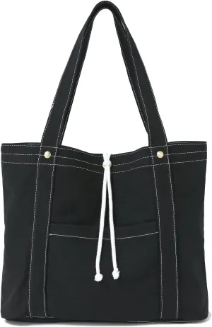 Jeelow Canvas Tote Handbag Shoulder Bag Crossbody Purses Double Pockets For Men & Women