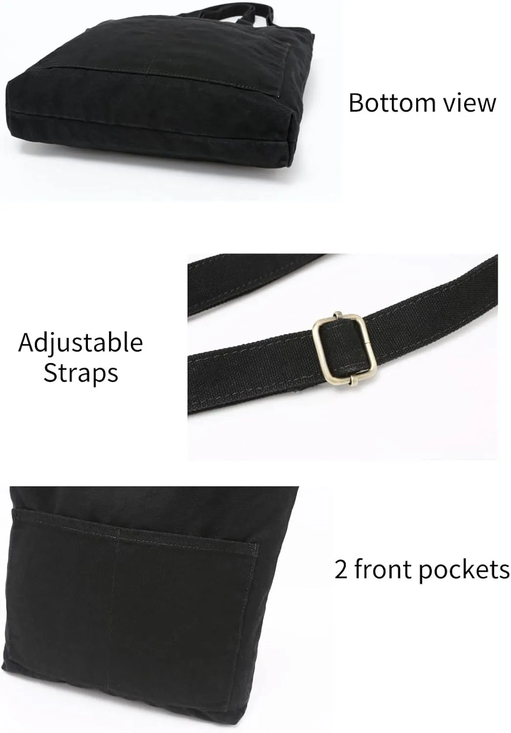 Jeelow Canvas Tote Handbag Shoulder Bag Crossbody Purses Double Pockets For Men & Women