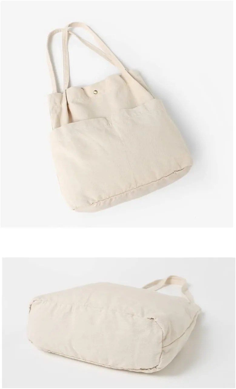 Jeelow Canvas Tote Handbag Shoulder Bucket Bag Purses For Men & Women With Pockets