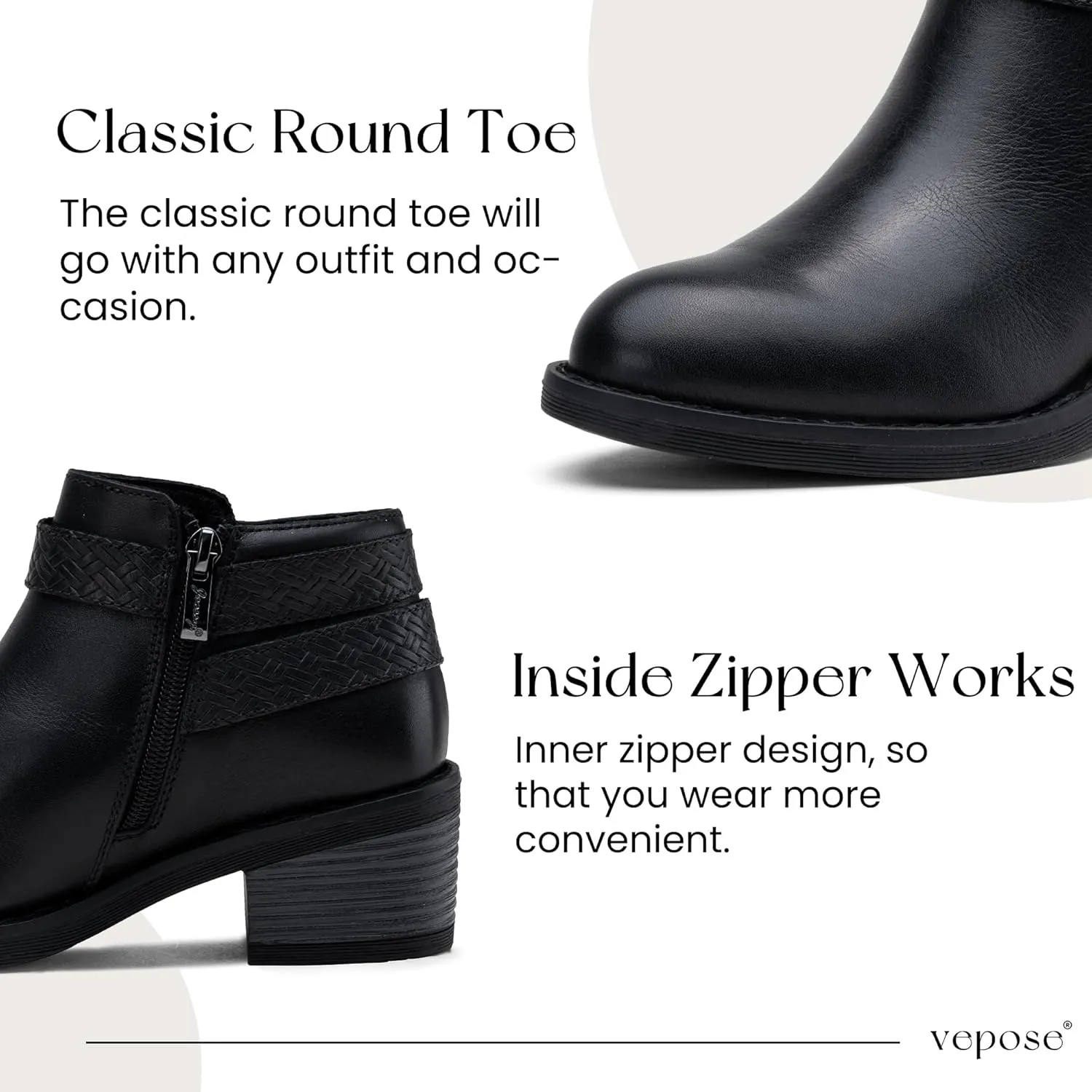 Jeossy Women's Ankle Boots, Low Heel Short Booties, Dress Fall Boots with Inner Zipper
