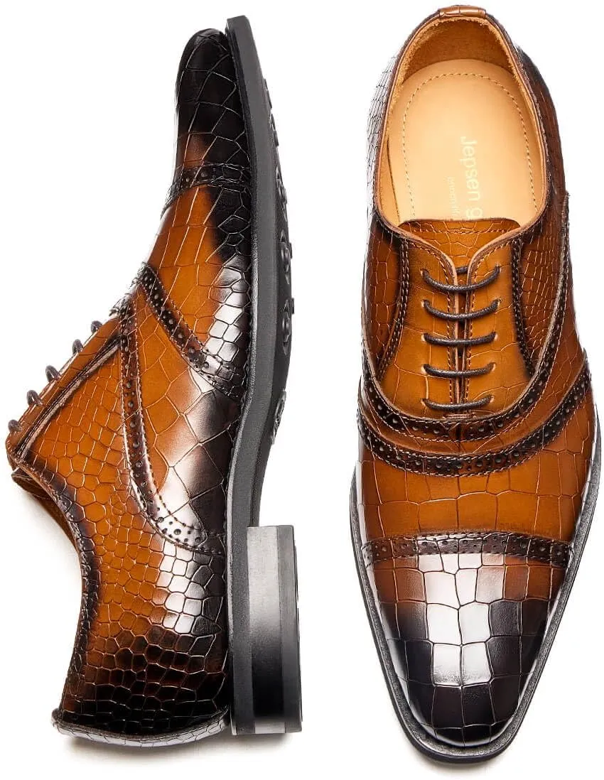 Jepsengord Men's Dress Shoes Genuine Leather Oxfords Luxury Formal Business Suit Shoes with Blake Rapid Stitch