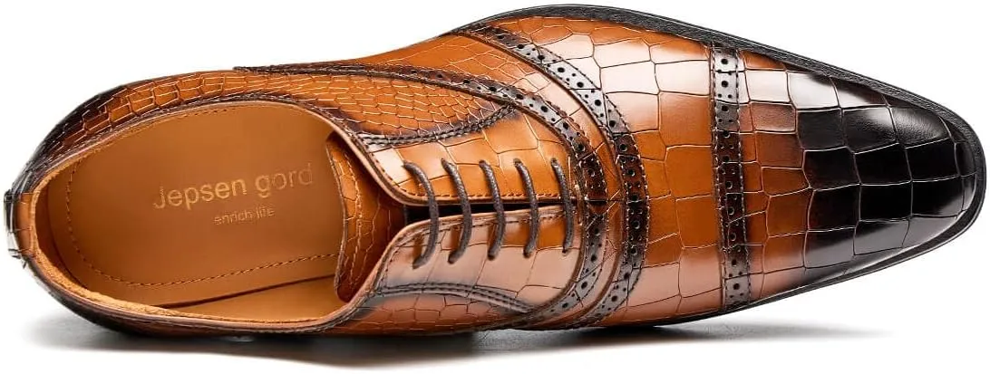 Jepsengord Men's Dress Shoes Genuine Leather Oxfords Luxury Formal Business Suit Shoes with Blake Rapid Stitch