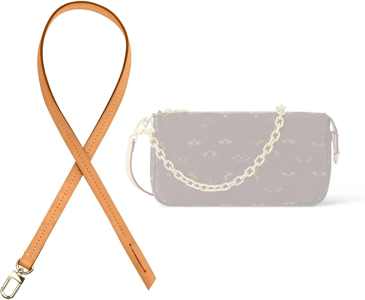 jiesinlov Vachetta Leather Strap Replacement,Purse Shoulder Straps for Handbag (Single Buckle-Length:23.5in)