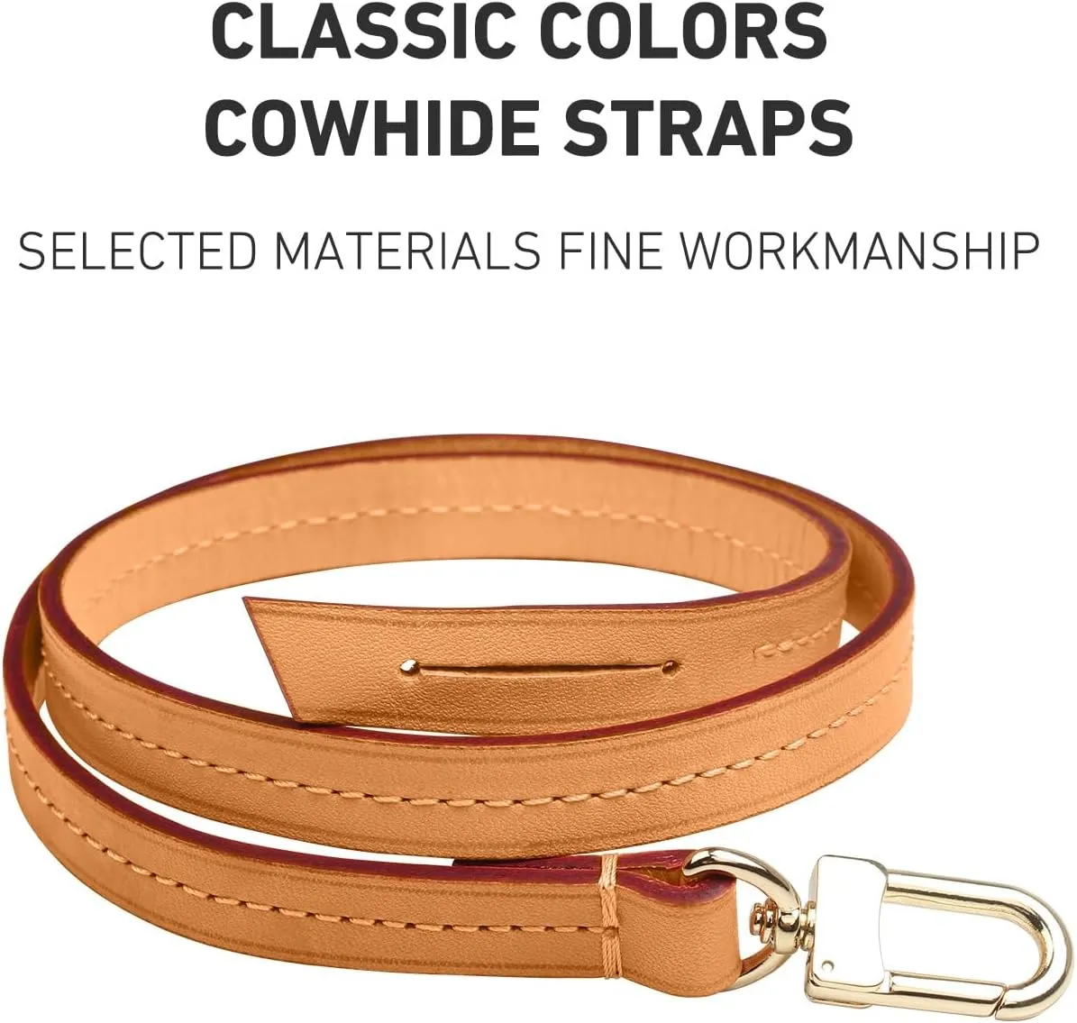 jiesinlov Vachetta Leather Strap Replacement,Purse Shoulder Straps for Handbag (Single Buckle-Length:23.5in)