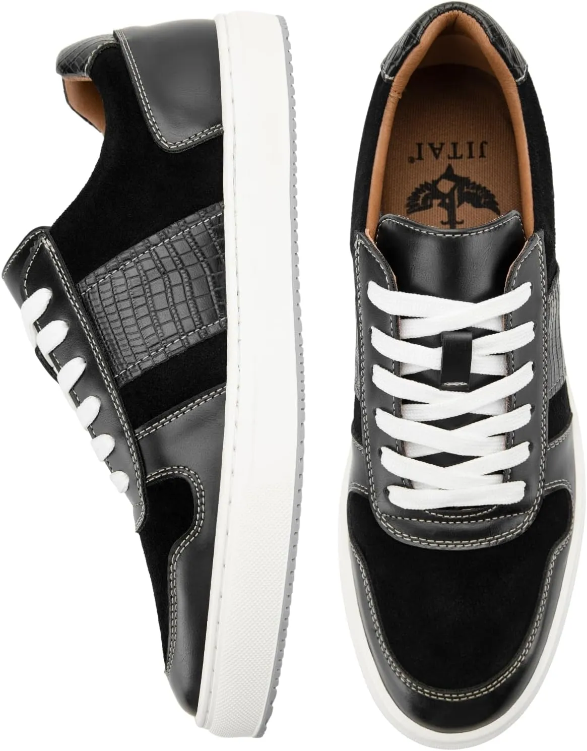 JITAI Men's Fashion Sneakers Shoes Lightweight Fashion Shoes with Wingtip Brogue & Lace-up Design Casual Business Shoes