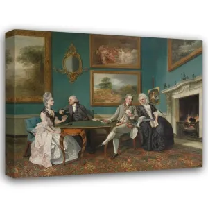 Johan Joseph Zoffany 34x28 Extra Large Gallery Wrapped Canvas Museum Art Print Titled: The Dutton Family in the Drawing Room of Sherborne Park, Gloucestershire (C. 1772)