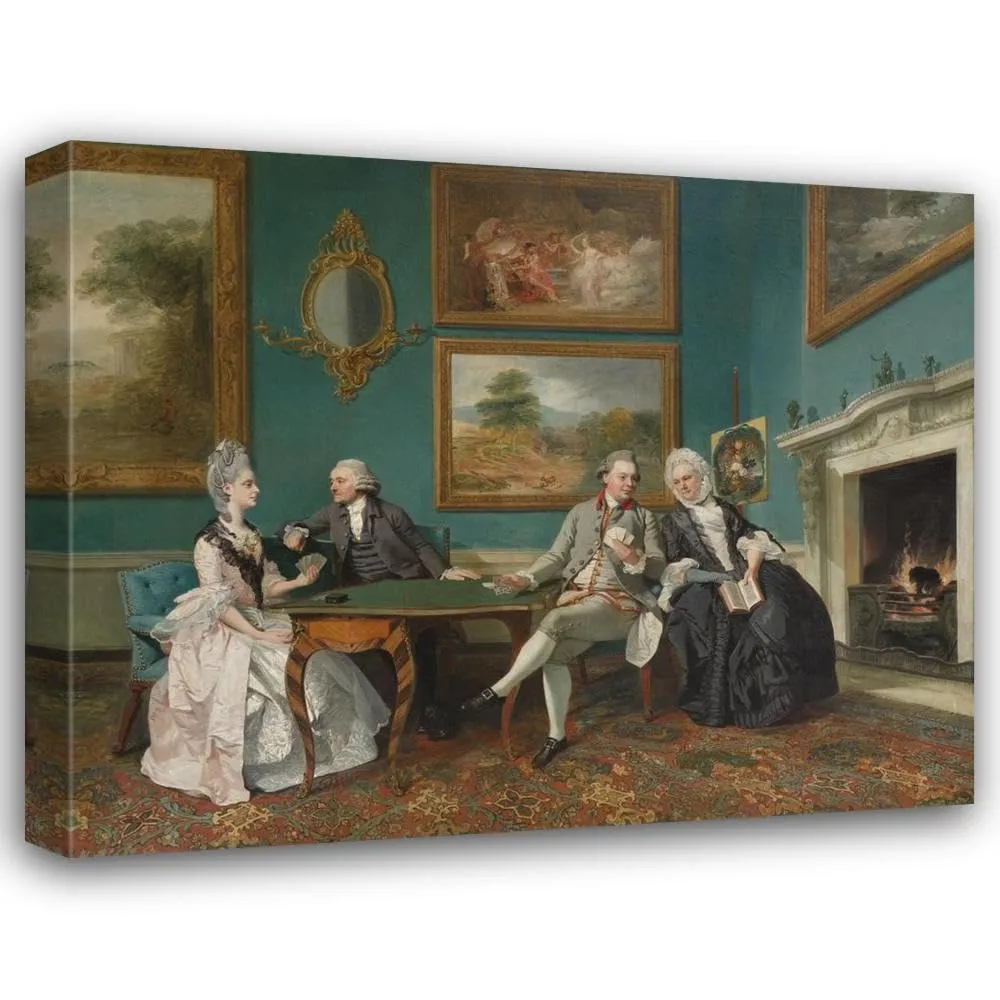 Johan Joseph Zoffany 34x28 Extra Large Gallery Wrapped Canvas Museum Art Print Titled: The Dutton Family in the Drawing Room of Sherborne Park, Gloucestershire (C. 1772)