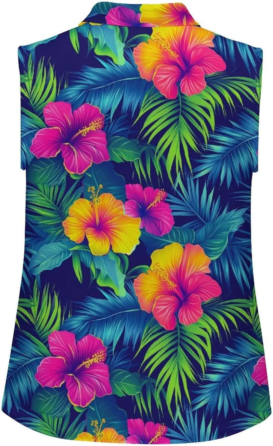 JooMeryer Women's Moisture Wicking Golf Shirt Hawaiian Surfing Flower Printed Sleeveless Athletic Shirts