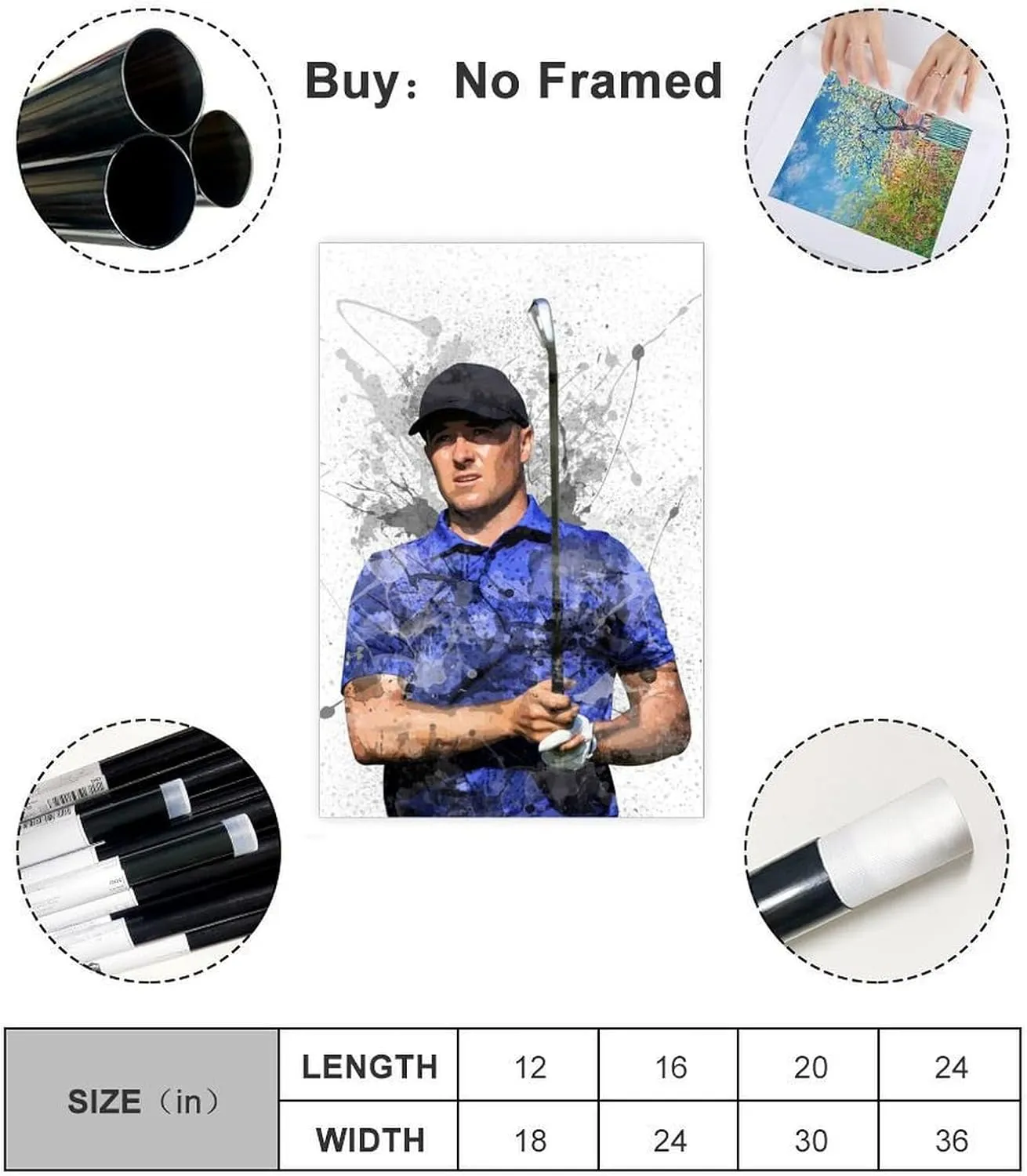 Jordan Spieth Golf Poster17 Canvas Poster Bedroom Decor Sports Landscape Office Room Decor Gift Unframe:16x24inch(40x60cm)
