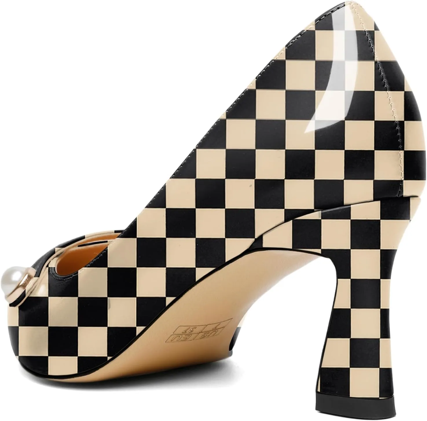 Joseywade Women's Low Heel Pumps 2.5 Inch Closed Pointed Toe Kitten Heels Slip On Business Pearl Dressy Shoes
