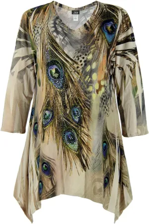 Jostar Women's Rhinestone Tunic Top - Plus Size HIT V-Neck 3/4 Sleeve Casual Printed Binding T Shirts