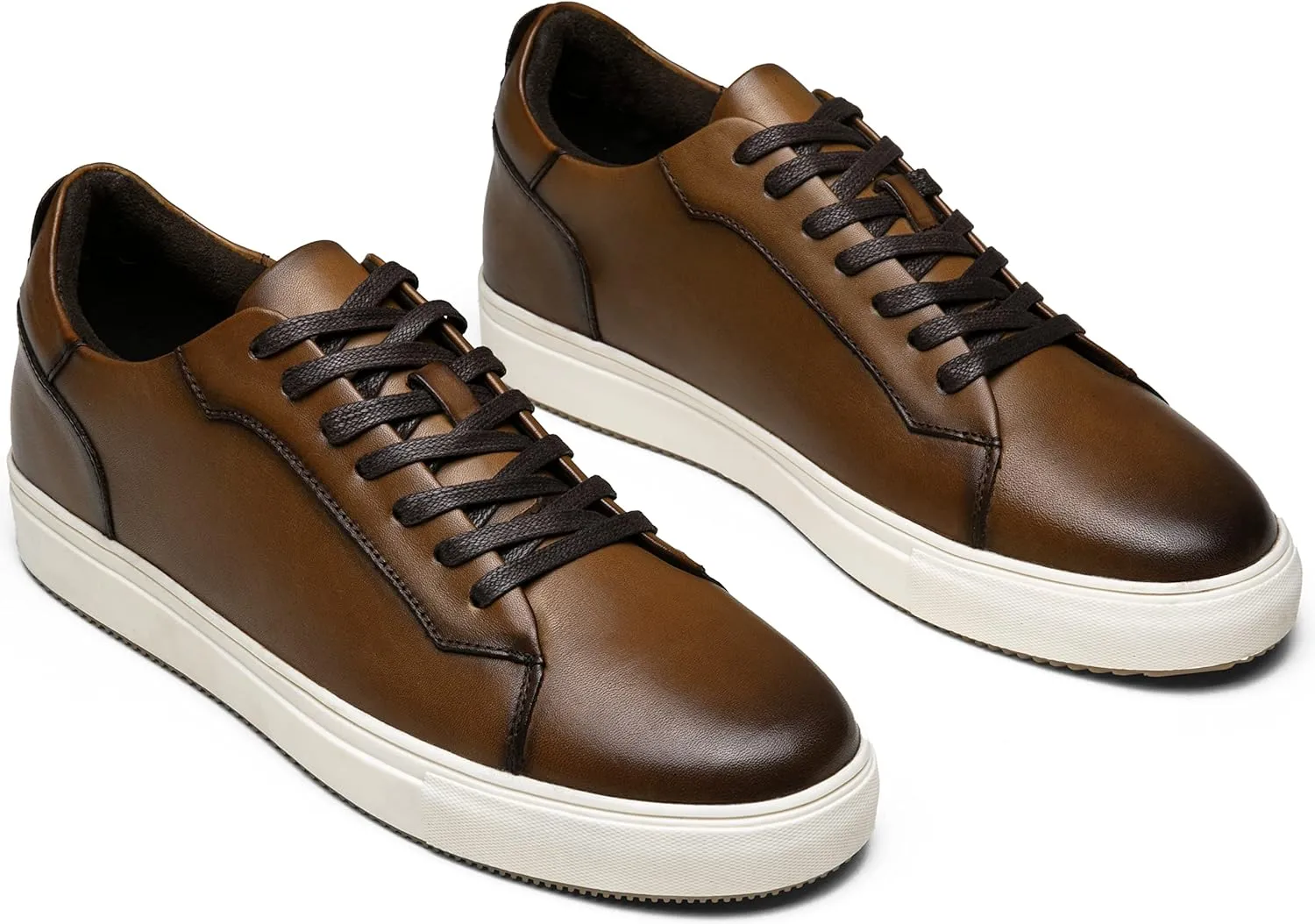 Jousen Men’s Fashion Sneakers Polished Leather Mens Dress Sneakers Stylish Retro Mens Business Casual Shoes