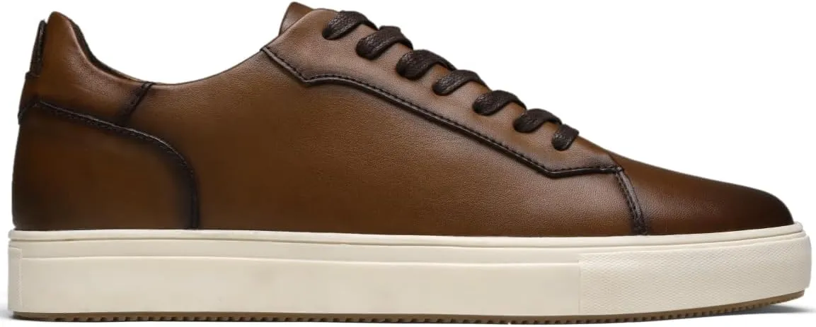 Jousen Men’s Fashion Sneakers Polished Leather Mens Dress Sneakers Stylish Retro Mens Business Casual Shoes