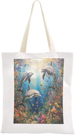 JSTEL Canvas Tote Bag for Women with Pocket,Canvas Tote Purse Shopping Bag