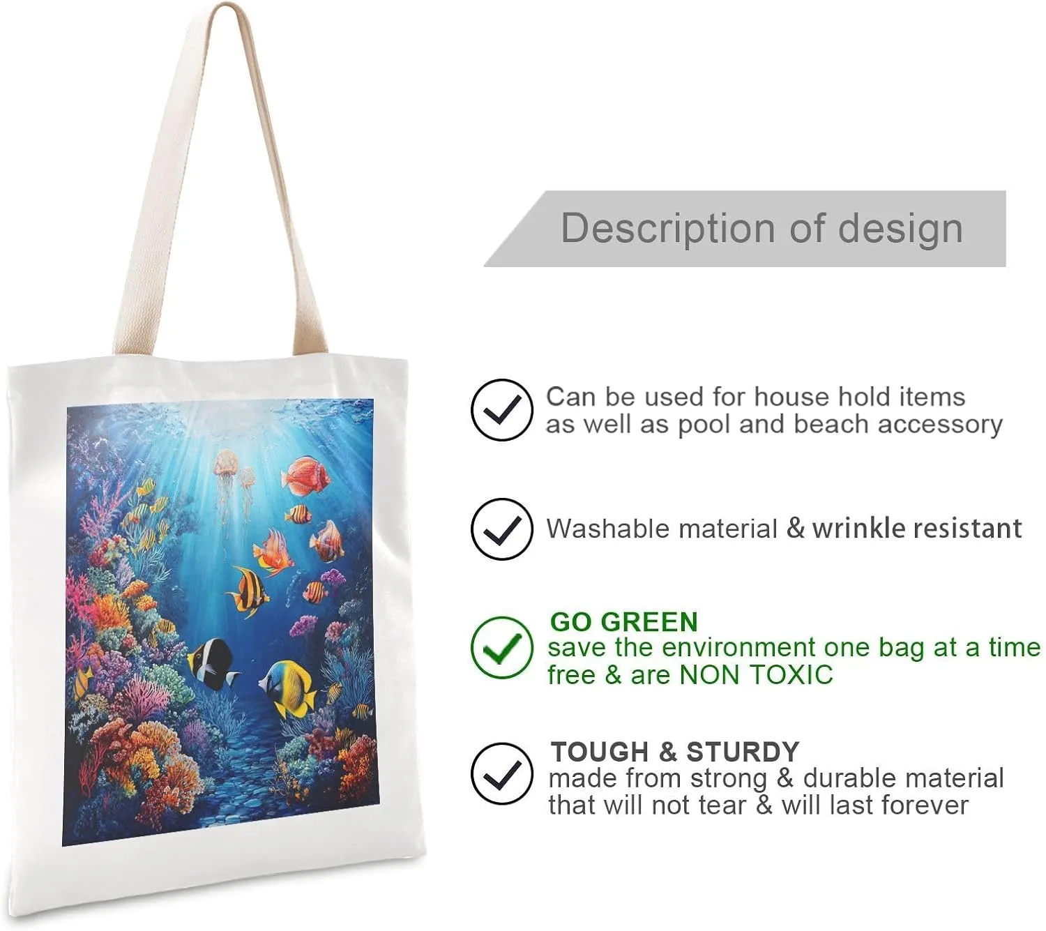JSTEL Canvas Tote Bag for Women with Pocket,Canvas Tote Purse Shopping Bag