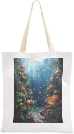 JSTEL Canvas Tote Bag for Women with Pocket,Canvas Tote Purse Shopping Bag