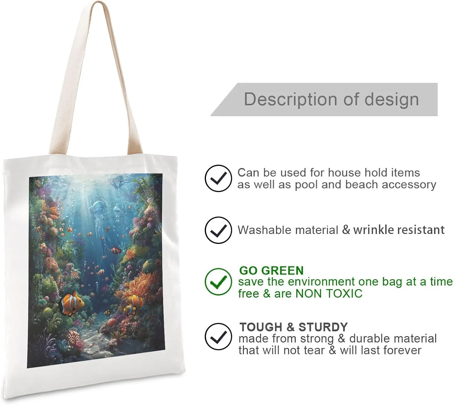 JSTEL Canvas Tote Bag for Women with Pocket,Canvas Tote Purse Shopping Bag