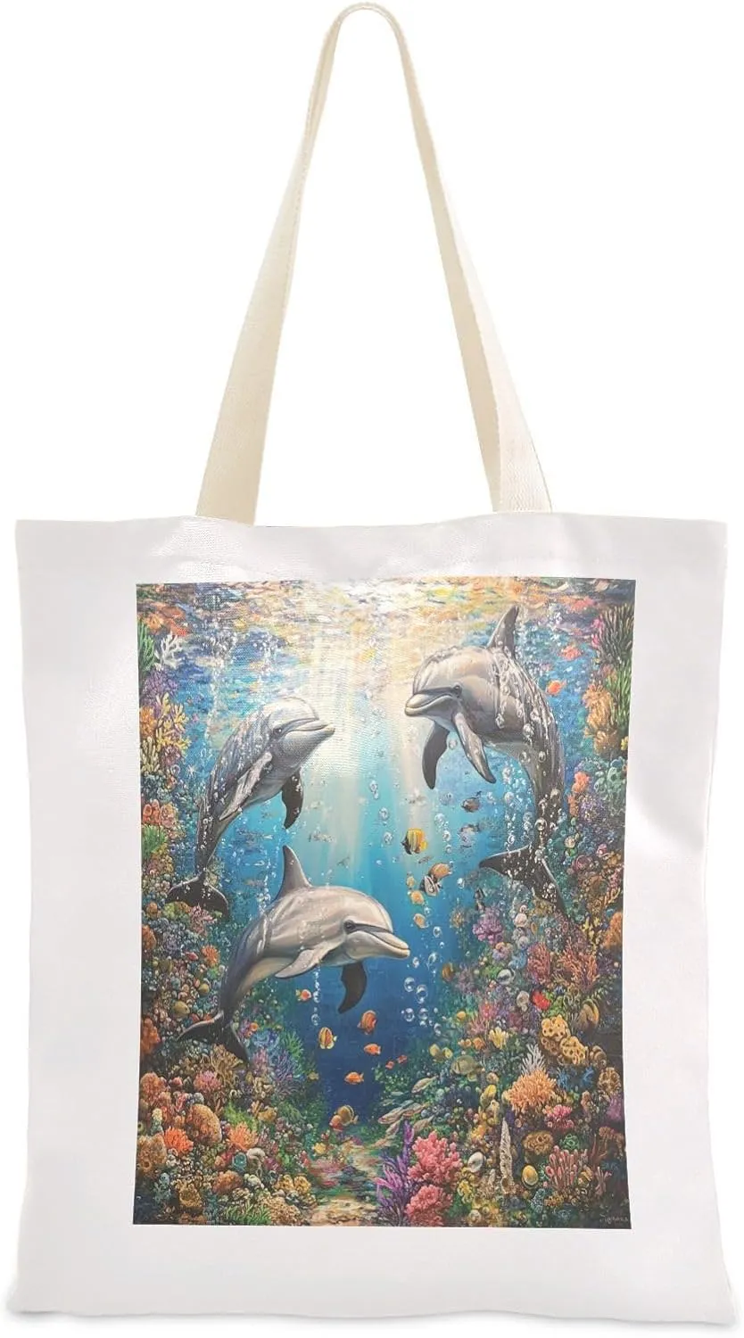 JSTEL Canvas Tote Bag for Women with Pocket,Canvas Tote Purse Shopping Bag