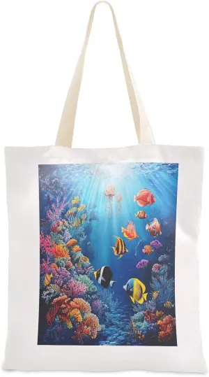 JSTEL Canvas Tote Bag for Women with Pocket,Canvas Tote Purse Shopping Bag
