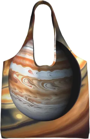 Jupiter Landscape Printed single-shoulder canvas bag, large-capacity grocery shopping bag, light and easy to carry