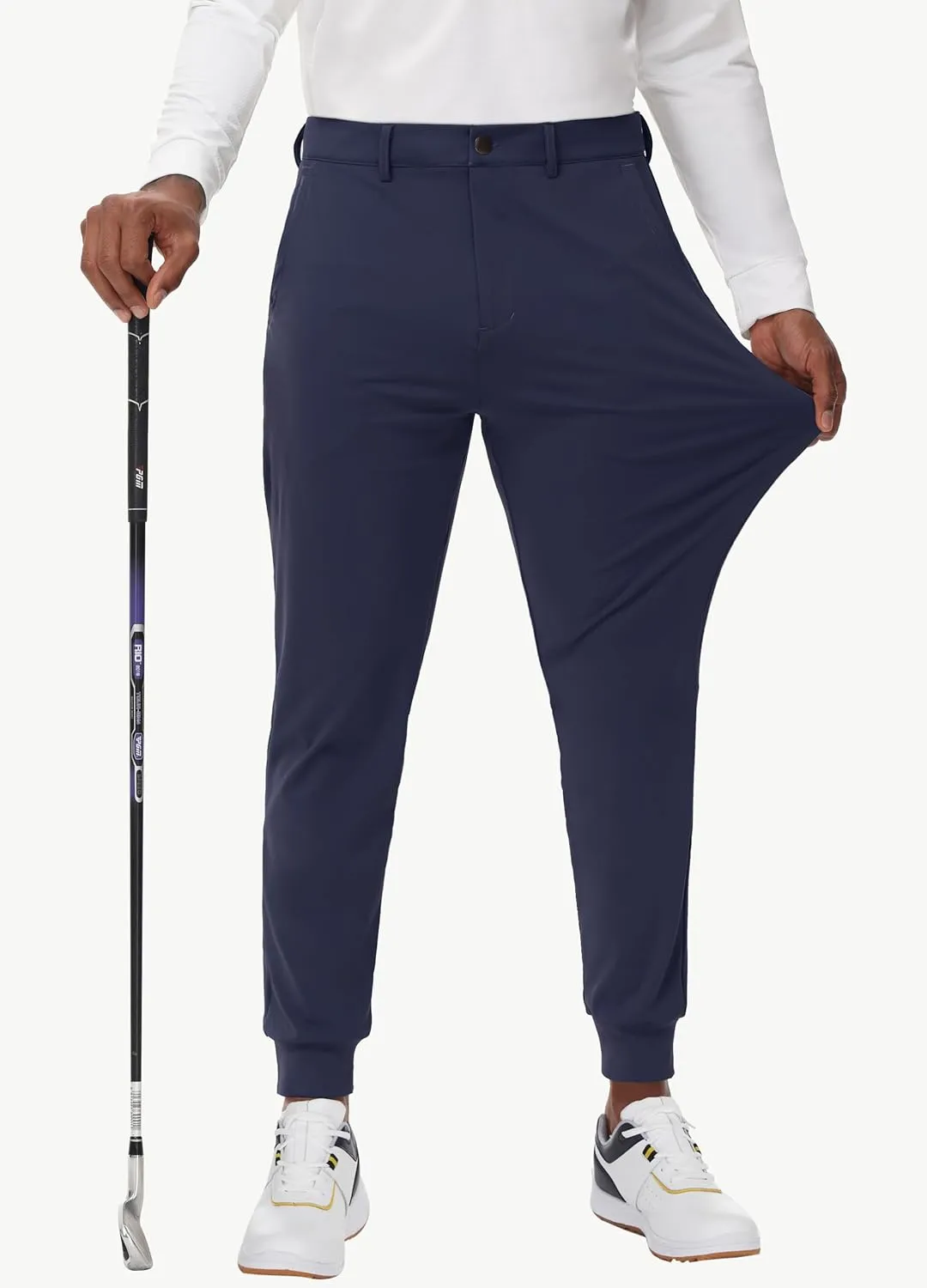 JWM Men's Stretch Golf Joggers Pants with Belt Loops - 29" 34" Slim Fit Tapered Casual Business Travel Dress Work Sweatpants