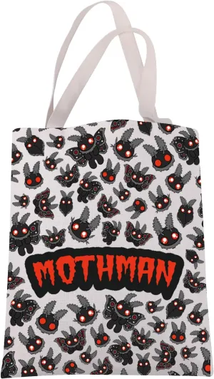 JXGZSO Mothman Cryptid Tote Canvas Bag Cryptozoology Gift Cryptid Creature Gift Mythical Mothman Monster Shoulder Bag