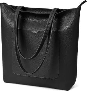 KALIDI Tote Bag Women Shoulder Bag Soft Vegan Leather Purse with Zipper Large Casual Handbags for 17'' Laptop Work Travel
