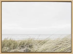 Kate and Laurel Sylvie East Beach Framed Canvas Wall Art by Amy Peterson, 23x33 Natural, Chic Coastal Art for Wall