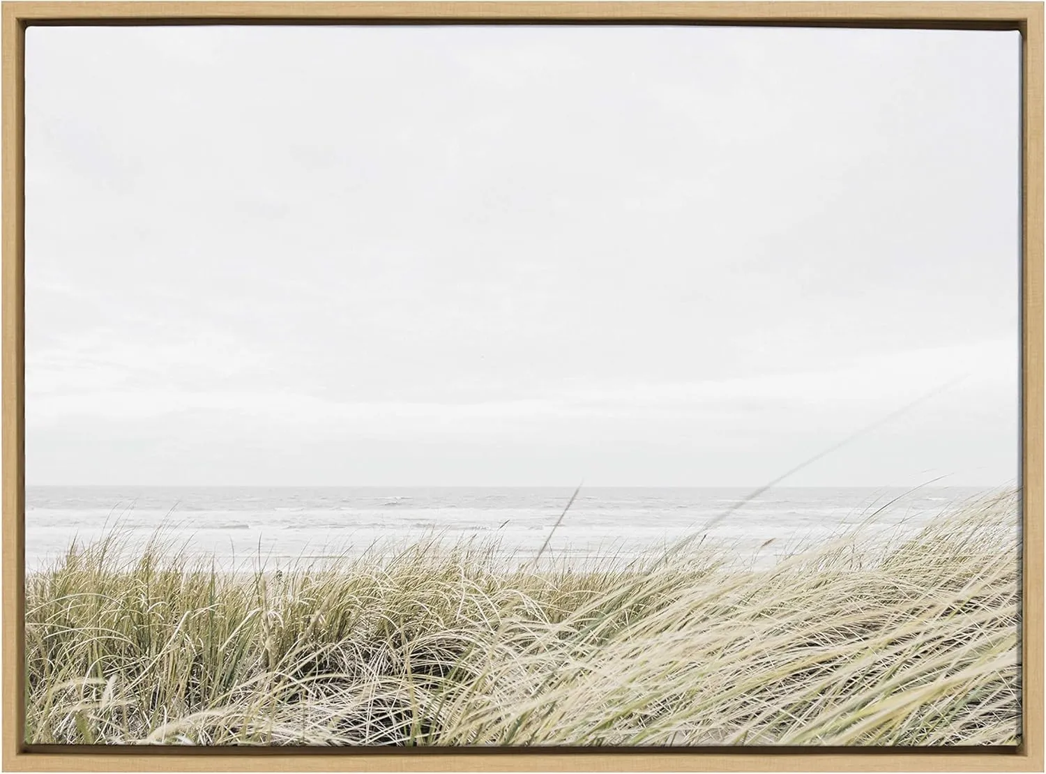 Kate and Laurel Sylvie East Beach Framed Canvas Wall Art by Amy Peterson, 23x33 Natural, Chic Coastal Art for Wall
