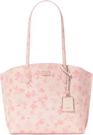 kate spade new york Suite Spring Pansies Printed PVC Large Open Tote, Blush Cloud Multi