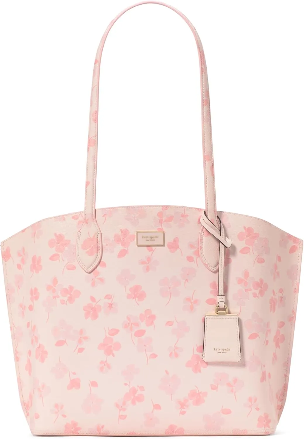 kate spade new york Suite Spring Pansies Printed PVC Large Open Tote, Blush Cloud Multi