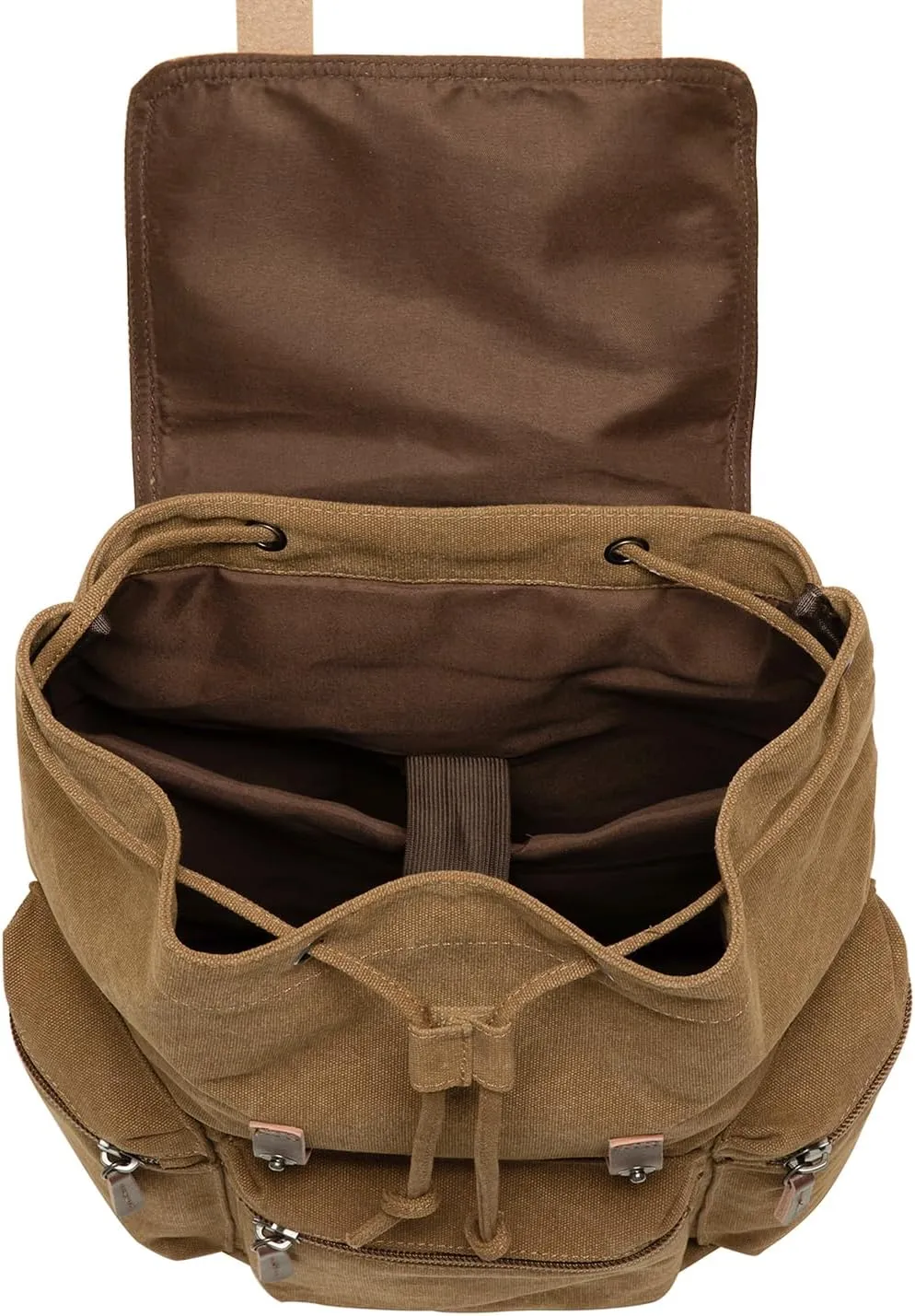 KAUKKO Vintage Canvas Backpack-Large Capacity, Multi-Functional Durable Outdoor Rucksack 04-BROWN, 21.4L