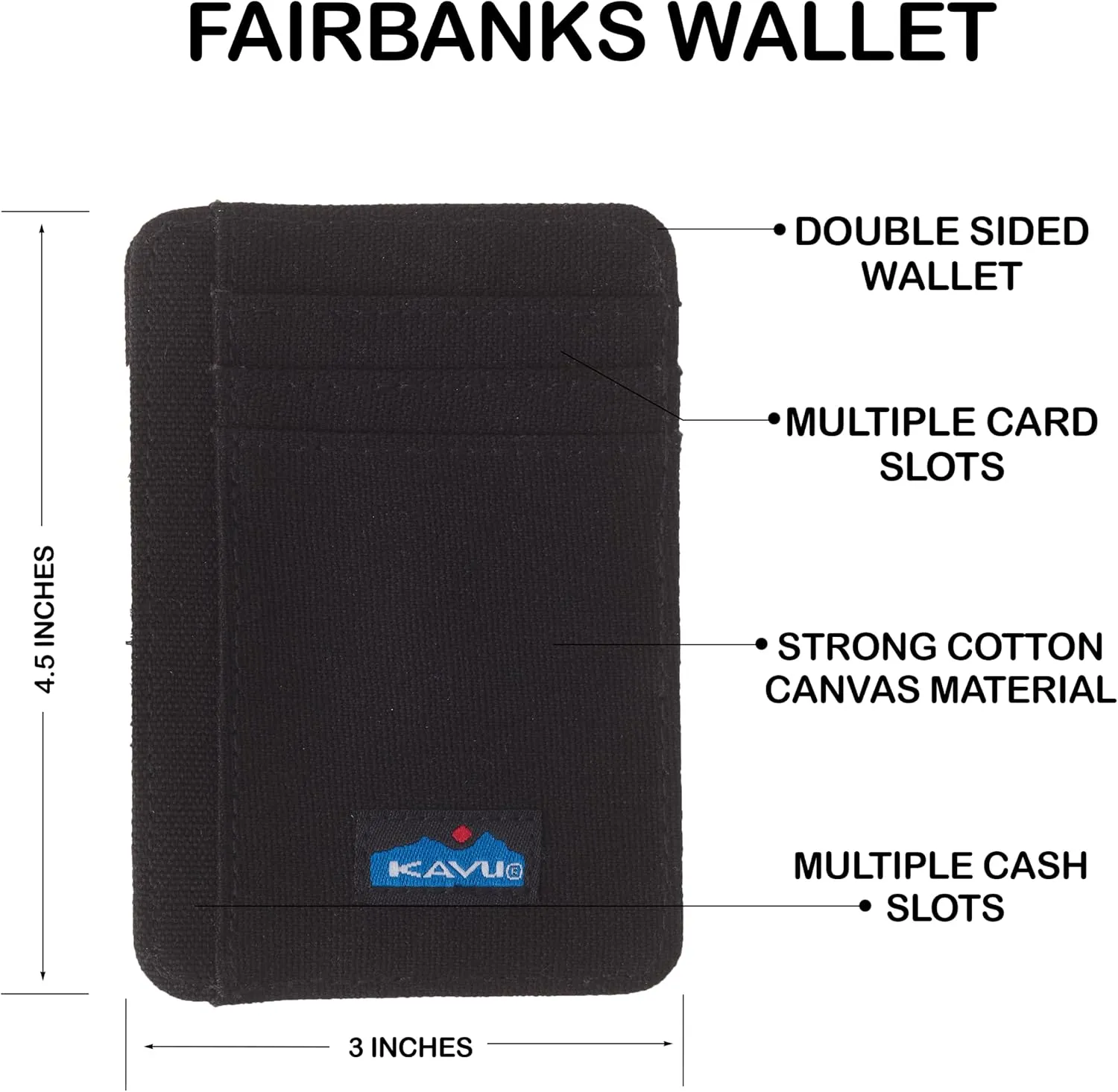 KAVU Fairbanks Double Sided Slim Cotton Canvas Wallet