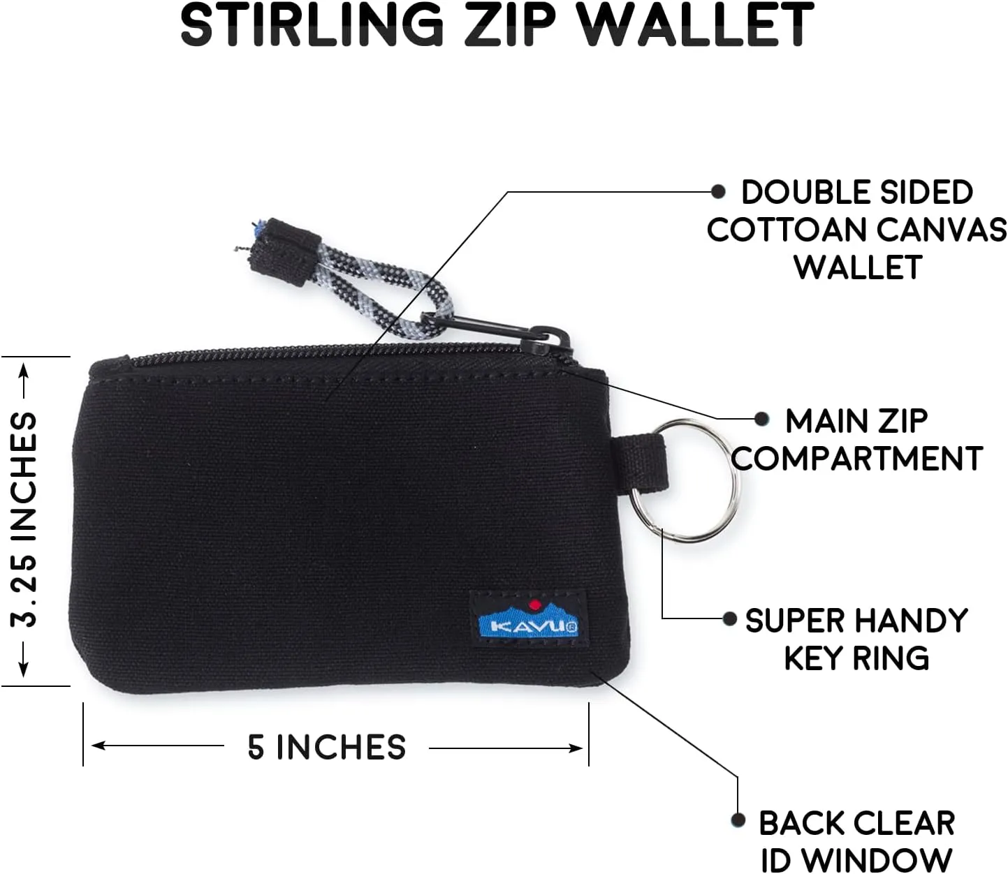 KAVU Stirling Double Sided Slim Cotton Canvas Zip Wallet