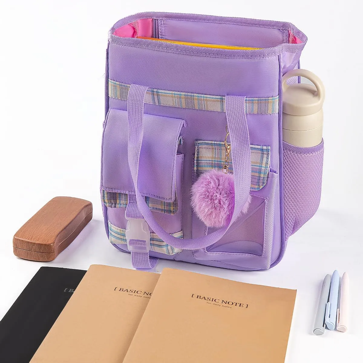 KEBEIXUAN Girls School Tote Bag Casual Cute Crossbody Shoulder Handbags for Teen Girls Kids School Travel(Pruple)