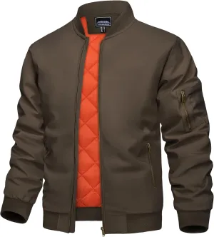 KEFITEVD Men's Jacket Casual Windproof Bomber Jackets Full Zip Windbreaker Warm Winter Padded Coats