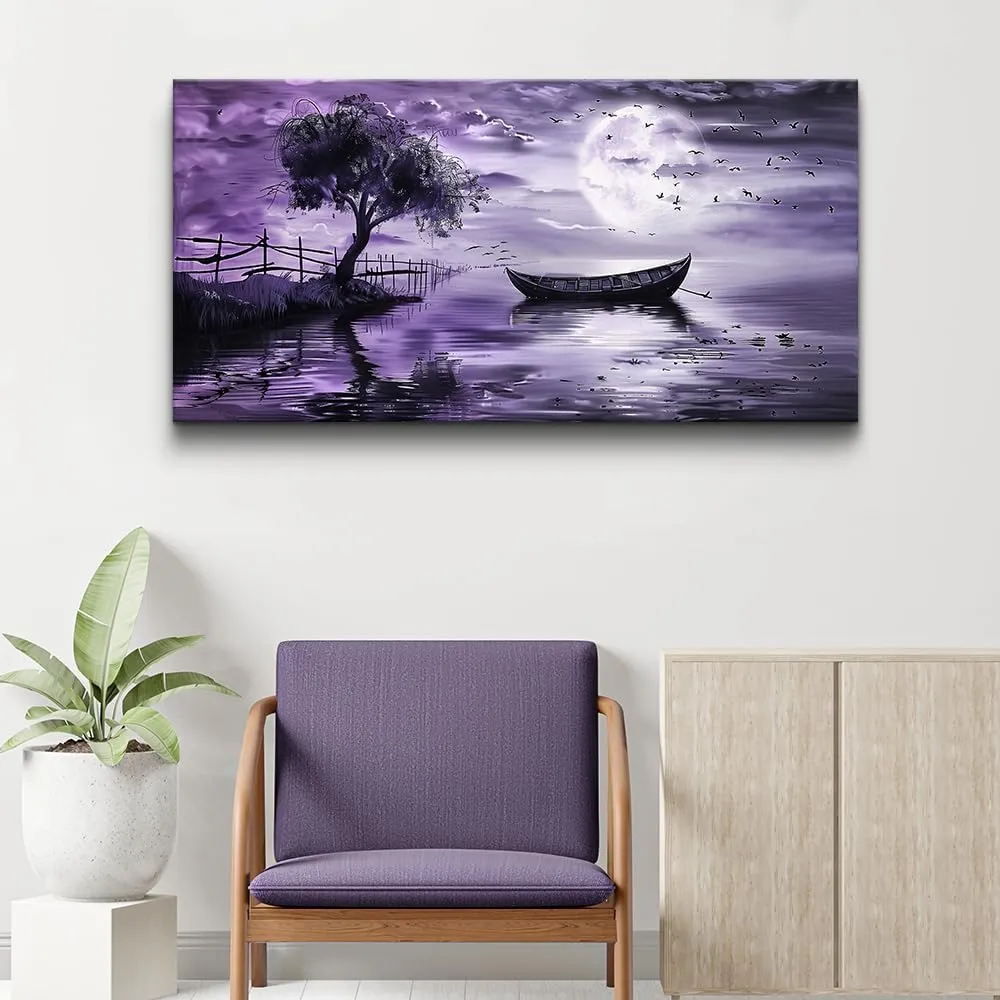 KELIYUAN Large Canvas Wall Art For Living Room Framed Wall Decor For Office Bedroom Decoration Landscape Pictures Purple Lake View Wall Painting Artwork Hotel Room Ready To Hang Home Decor 30x60 In