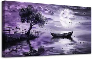 KELIYUAN Large Canvas Wall Art For Living Room Framed Wall Decor For Office Bedroom Decoration Landscape Pictures Purple Lake View Wall Painting Artwork Hotel Room Ready To Hang Home Decor 30x60 In