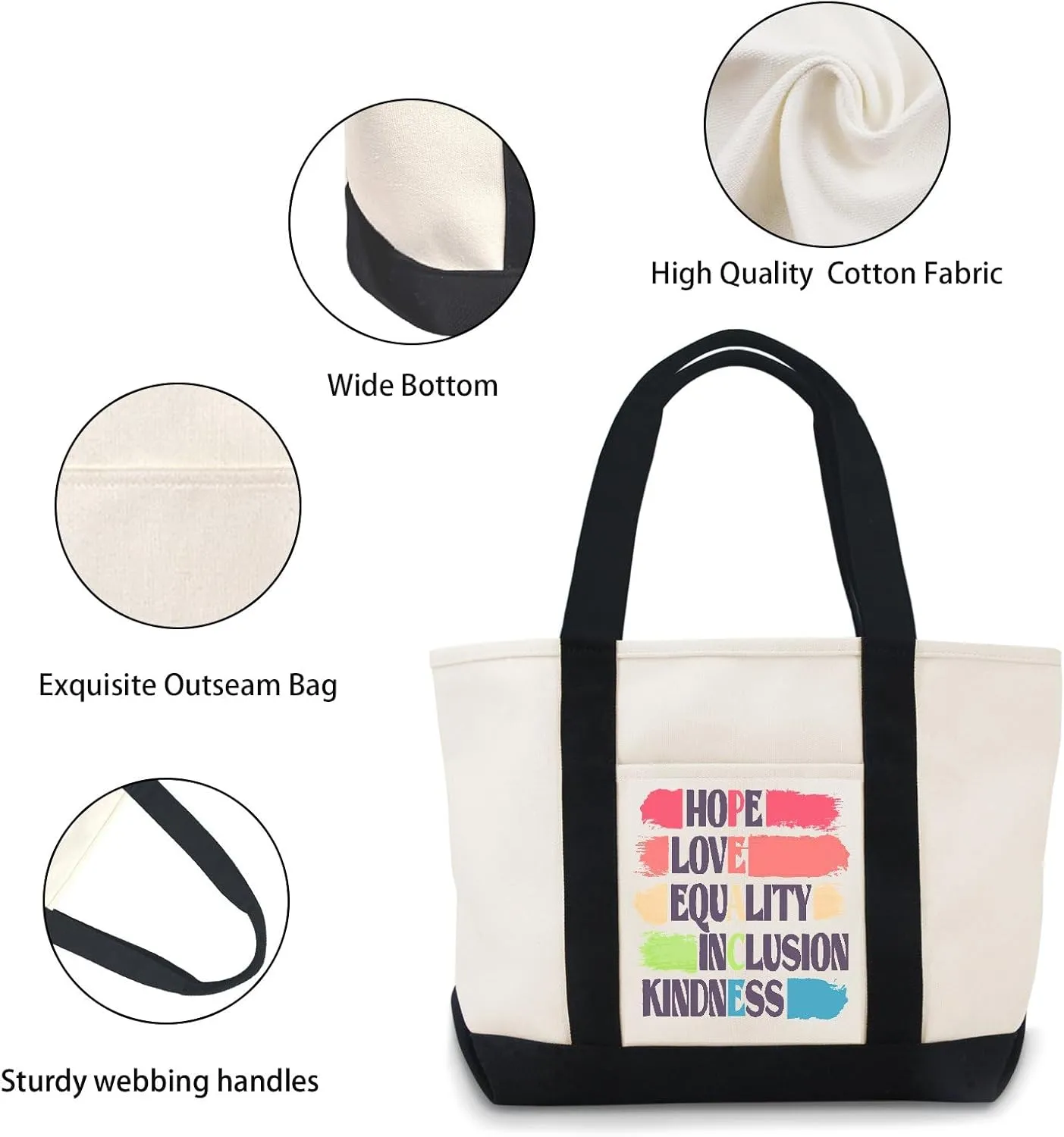 Kindness Peace Equality Love Inclusion Hope Diversity Canvas Tote Bag Canvas Tote Bag